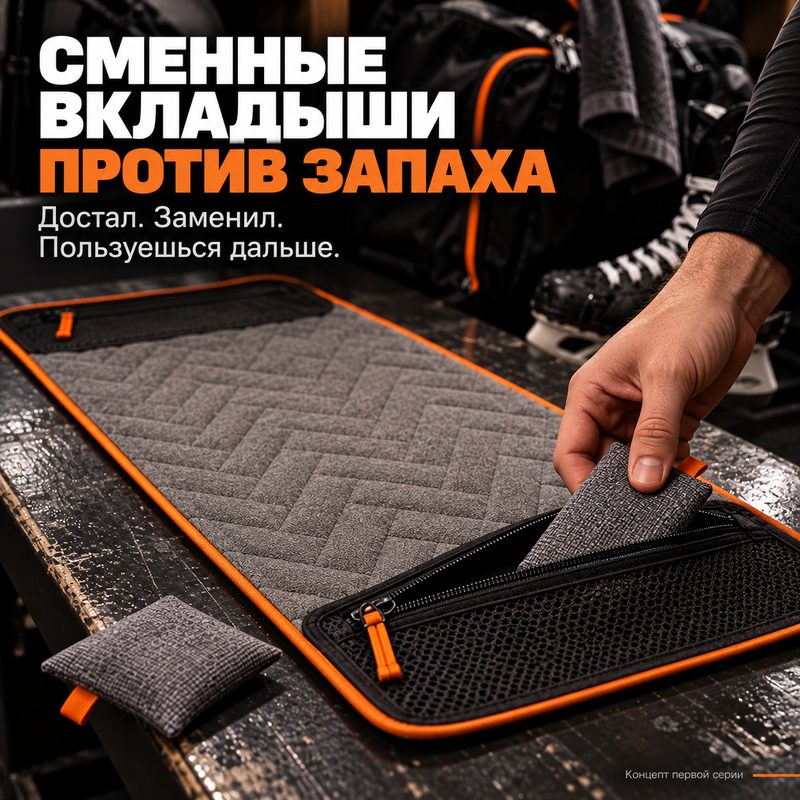 Карточка: сменный вкладыш кладут в сетчатый карман на молнии